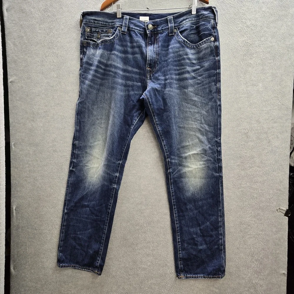 True Religion Men Jeans 40 Blue Denim GENO Flap Relaxed Slim‎ 31